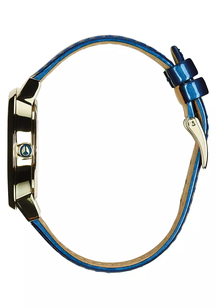 KENSINGTON LEATHER BLUE/CHAMPAGNE GOLD PATENT