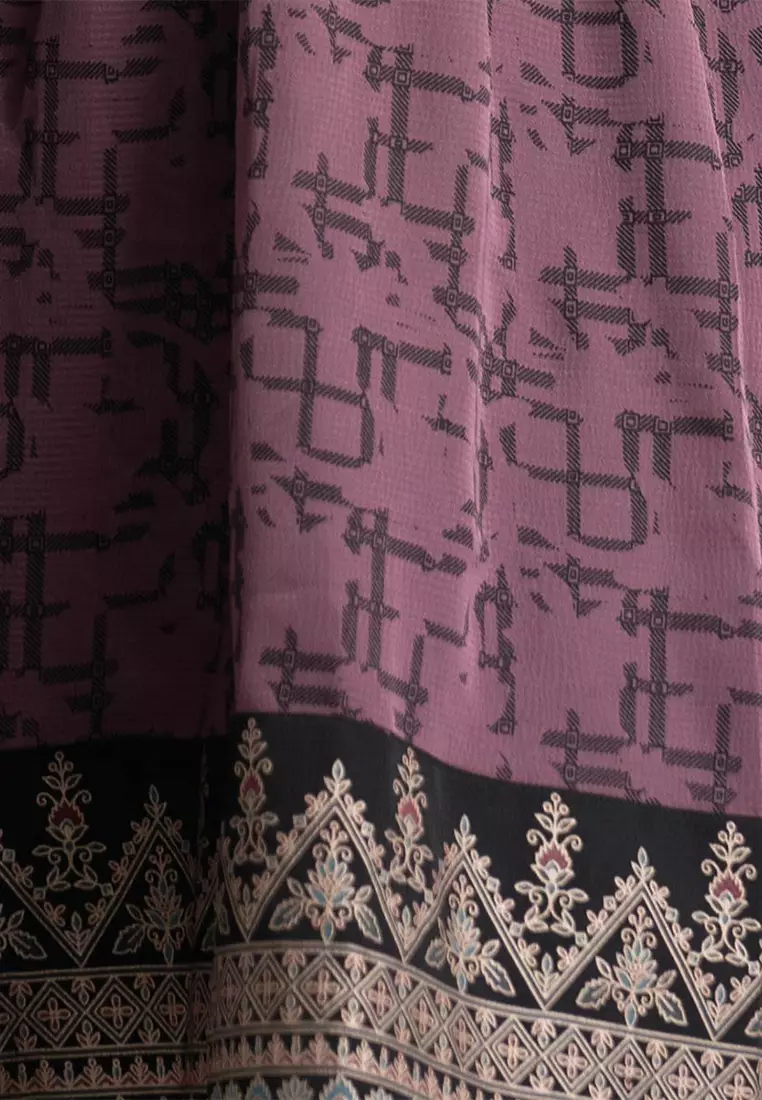 Le Reve 绉布印花 A 字形束腰外衣