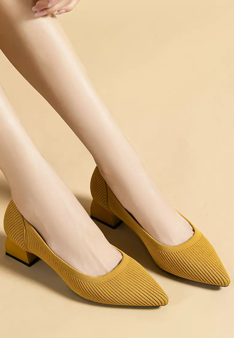 Low heel yellow shoes best sale