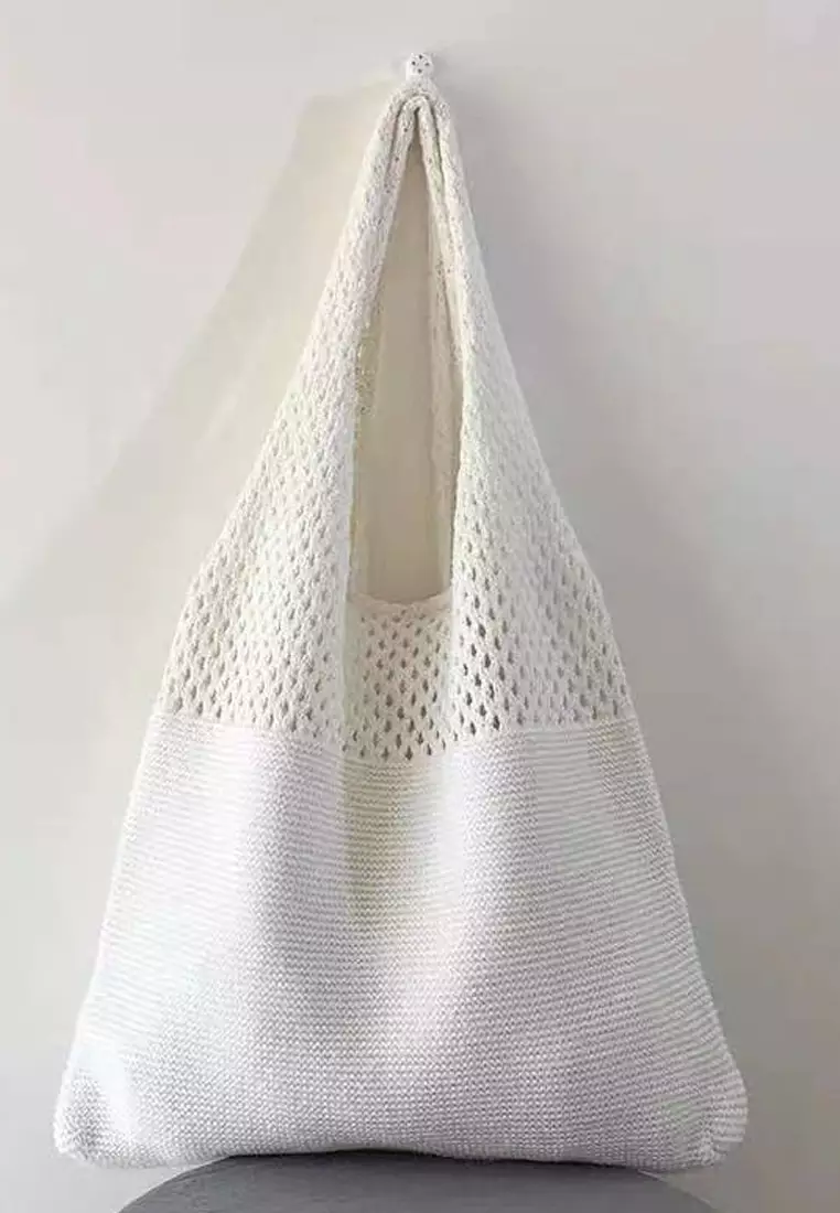 2025 New Vintage Hollow Woven Tote Bag Large Capacity Shopping Bag CA080701