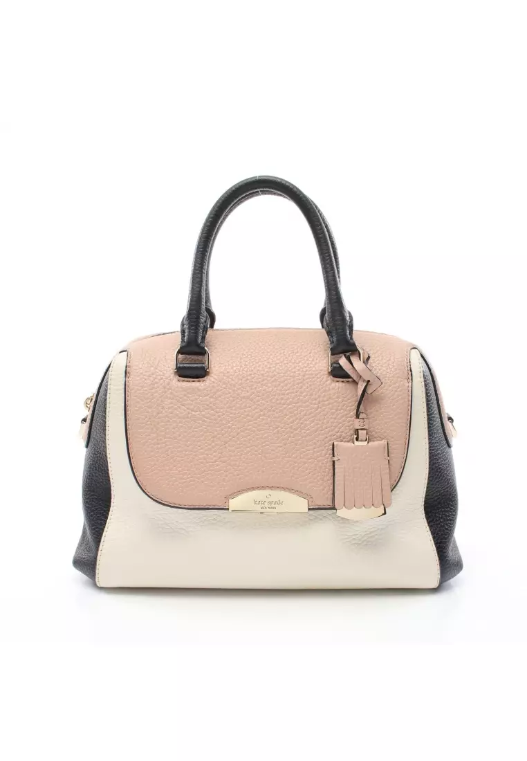 Pre-loved kate spade PINE GROVE WAY Handbag leather pink beige black off white