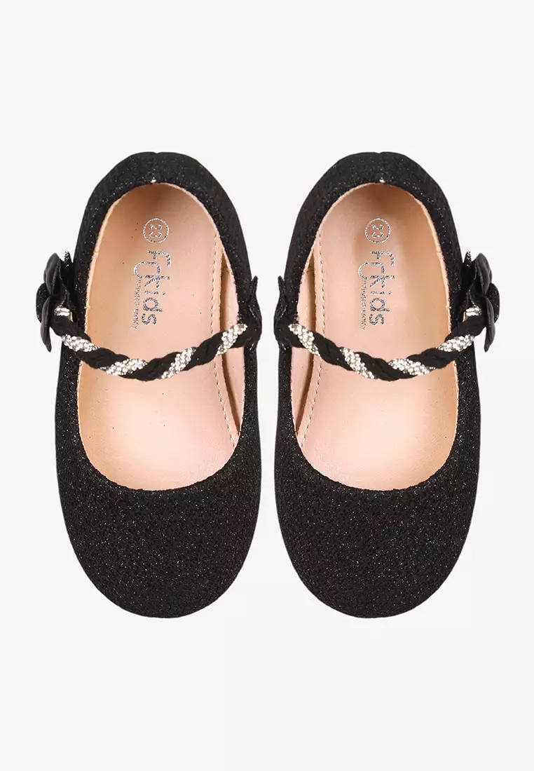 Sepatu Flatshoes Anak Baby Perempuan Warna Hitam B.Cecil