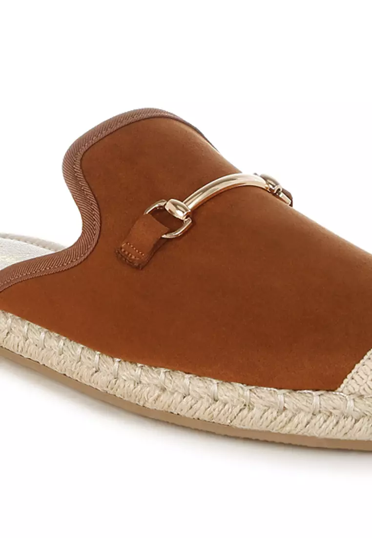 棕色馬階扣細節帆布鞋