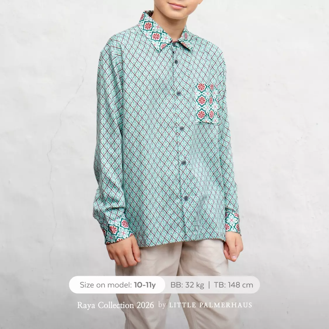 Little Palmerhaus - Baju Lebaran 2026 - Saraya Teen Boy Shirt (Baju Koko Anak Usia 6-14 Tahun) Slate Blue