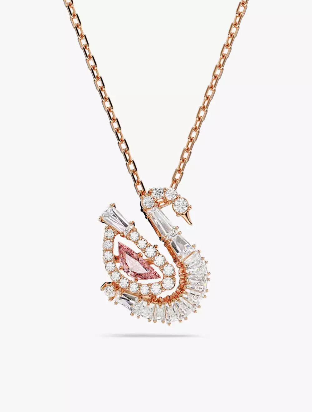 Swan pendant, Mixed cuts, Swan, Pink