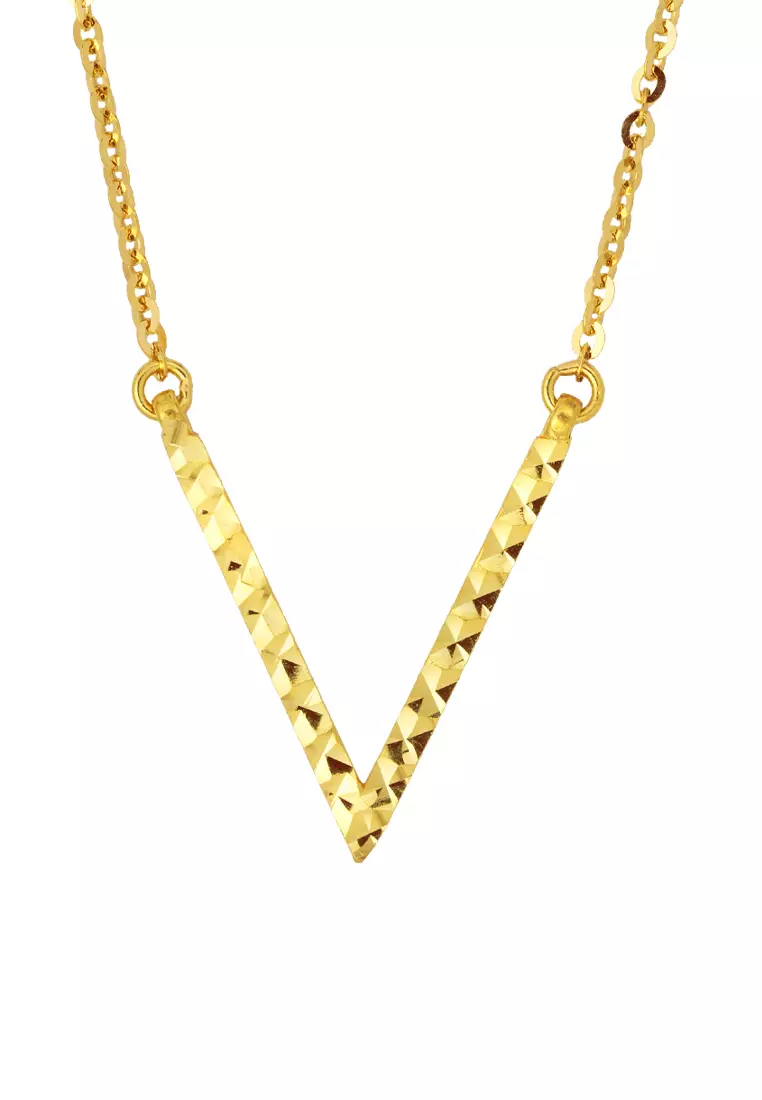 Buy TOMEI TOMEI V-Shaped Laser Bar Necklace, Yellow Gold 916 2024