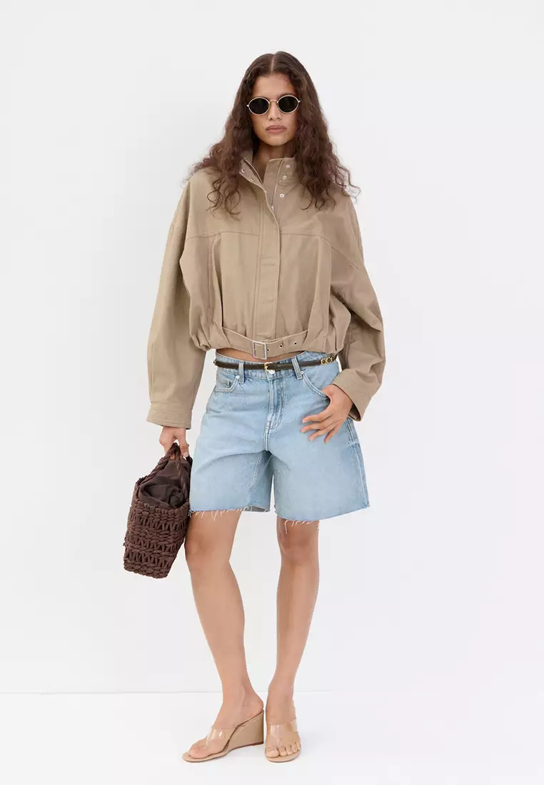 Straight Low-Rise Denim Bermuda Shorts