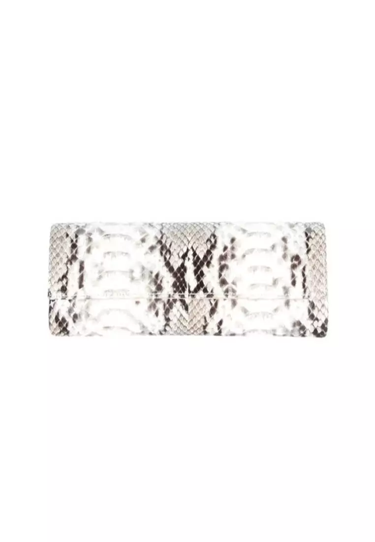 White online snakeskin clutch