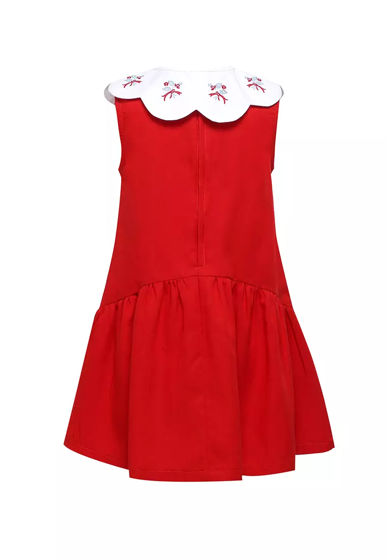 Qna Girl Dunming Dress Midi Anak Merah