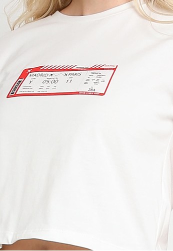 Jual Trendyol White Flight Ticket Crop T Shirt Original Zalora Indonesia