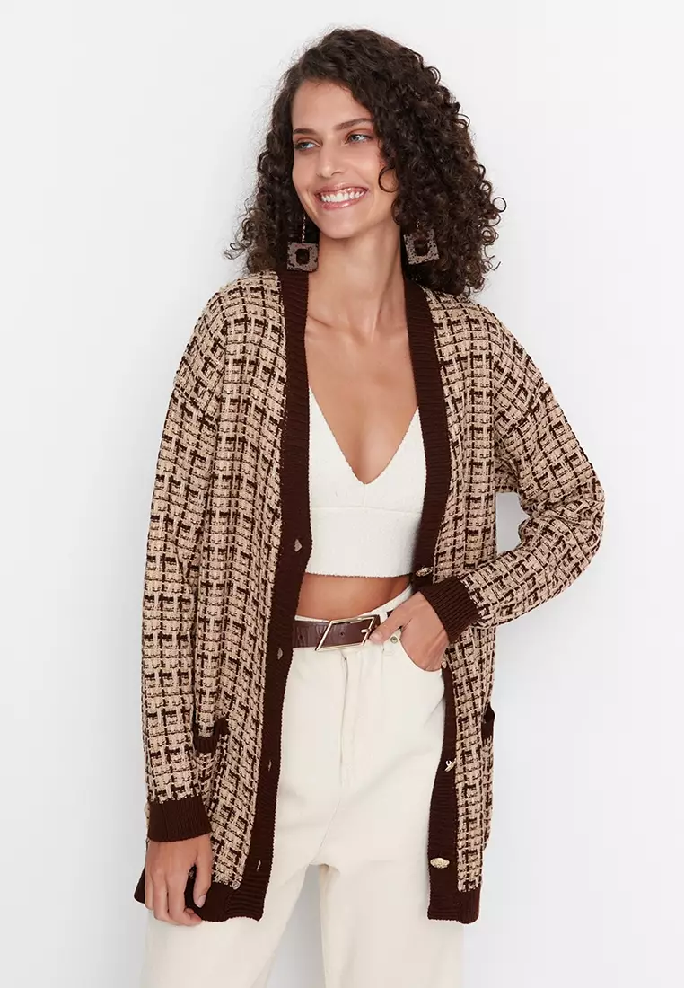 Tweed Look Knit Cardigan