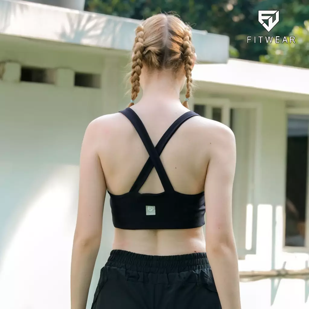 Fitwear - Sportbra Olahraga Wanita FITWEAR KIMBERLY [CROSS RIBB] - BLACK