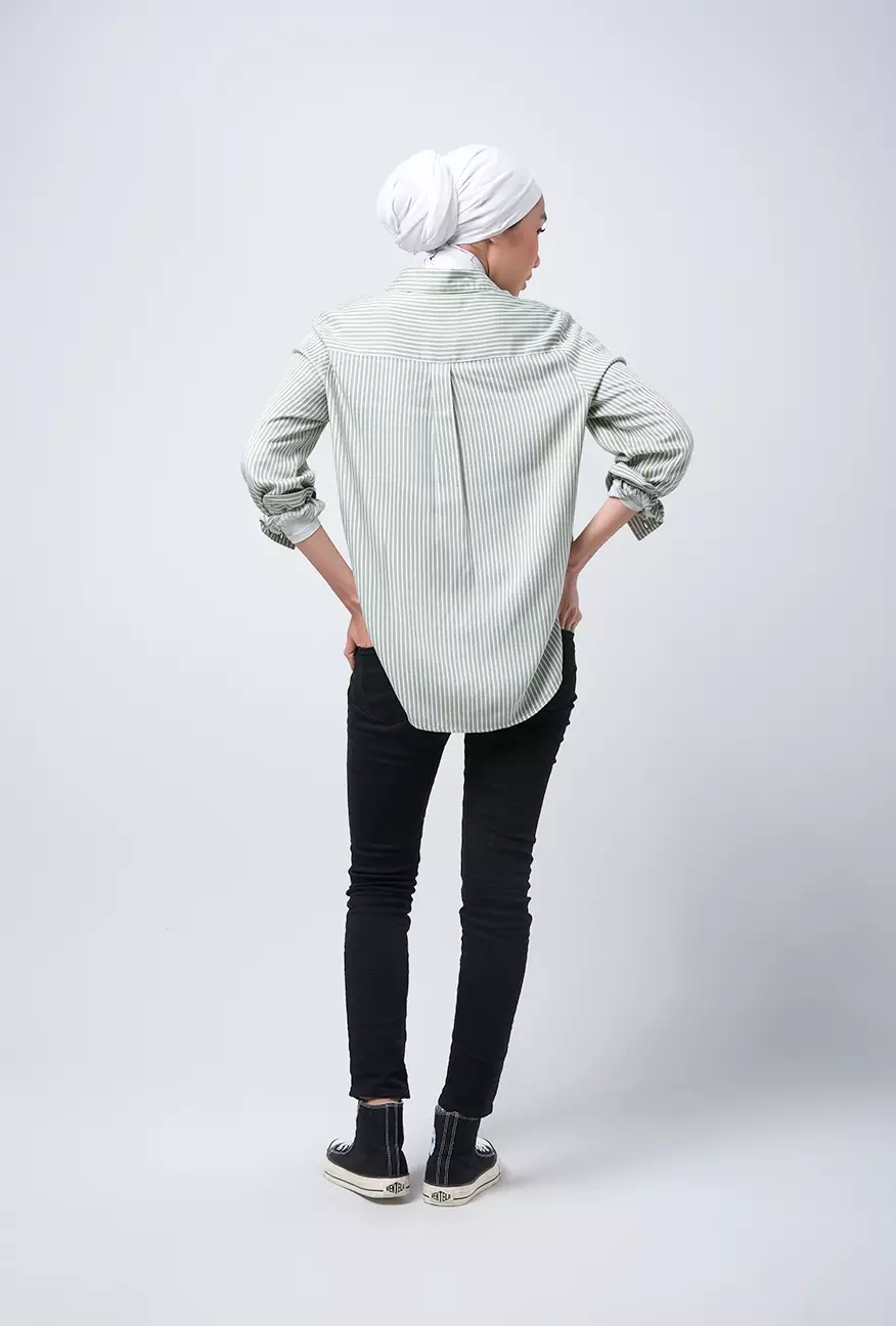 Kemeja Wanita Vivi White Green