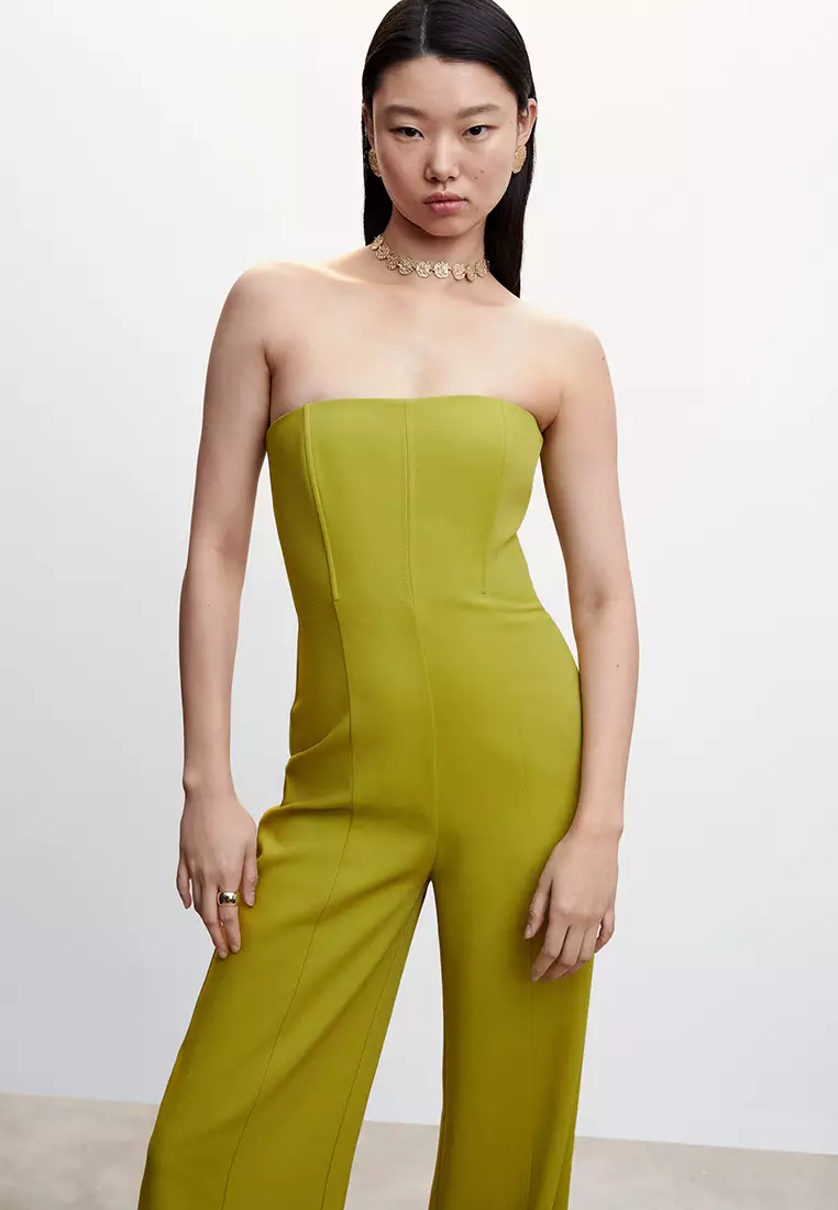 Strapless cheap yellow jumpsuit