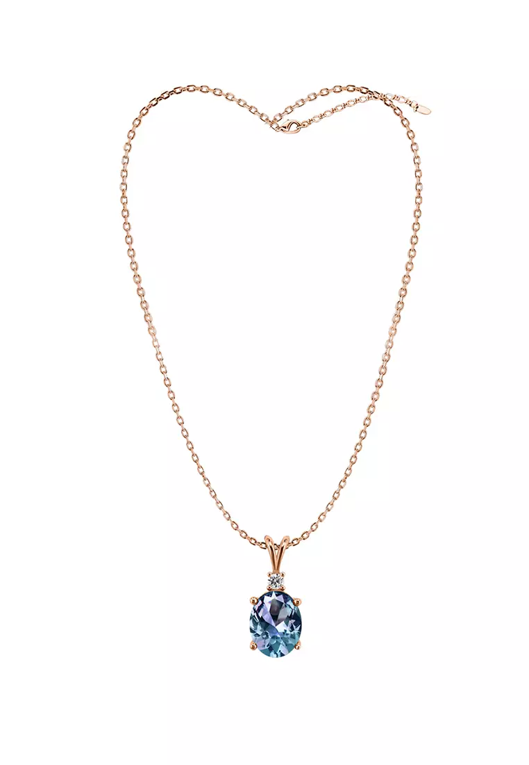 [ Alexandrite Collection ] Simply Printessa Alexandrite Pendant Silver S925 RG - Kalung by Her Jewellery