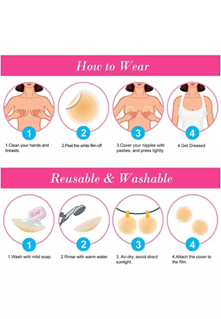 3 Packs Nipple Cover Pads in Silicone Nubra Invisible Reusable Adhesive Stick on Wedding Bra 隐形聚拢胸胸貼