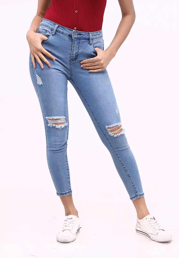 Ladies cropped skinny jeans new arrivals