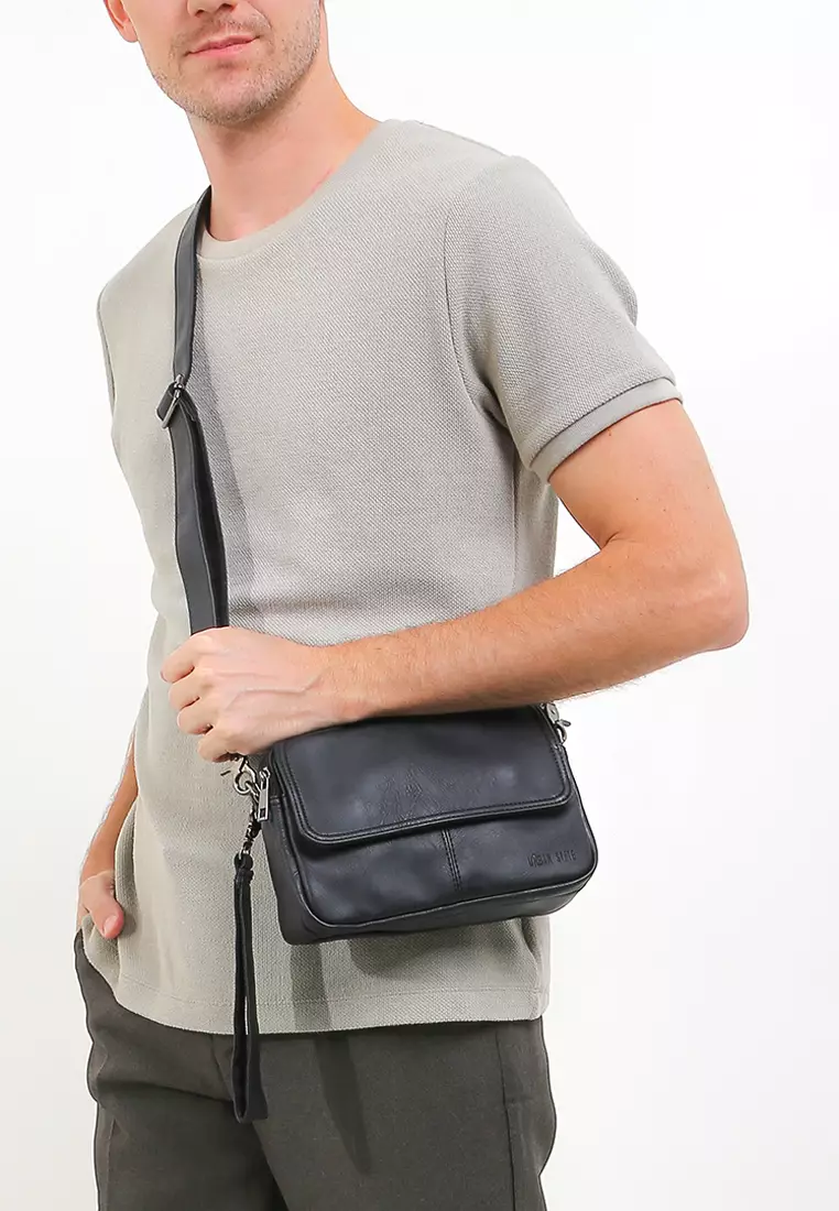 Distressed Leather Charter Crossbody Bag