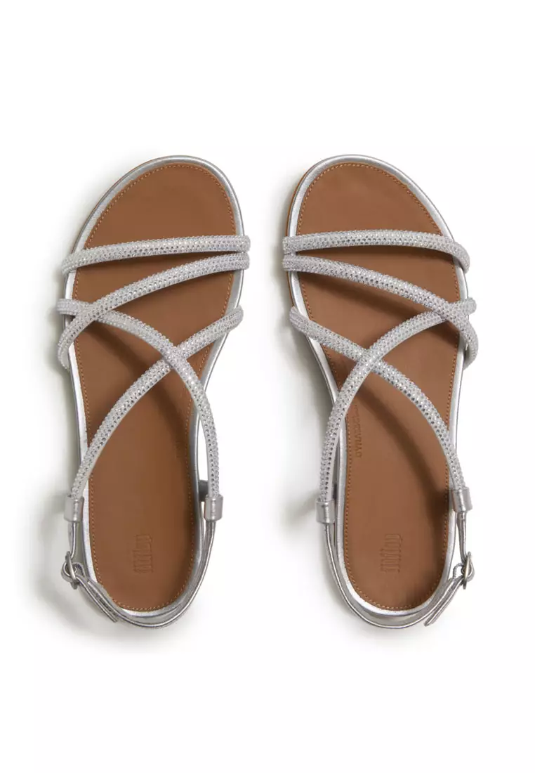GRACIE Women's Crystal Strappy Back-Strap Sandals  - Silver (A3Z-011)