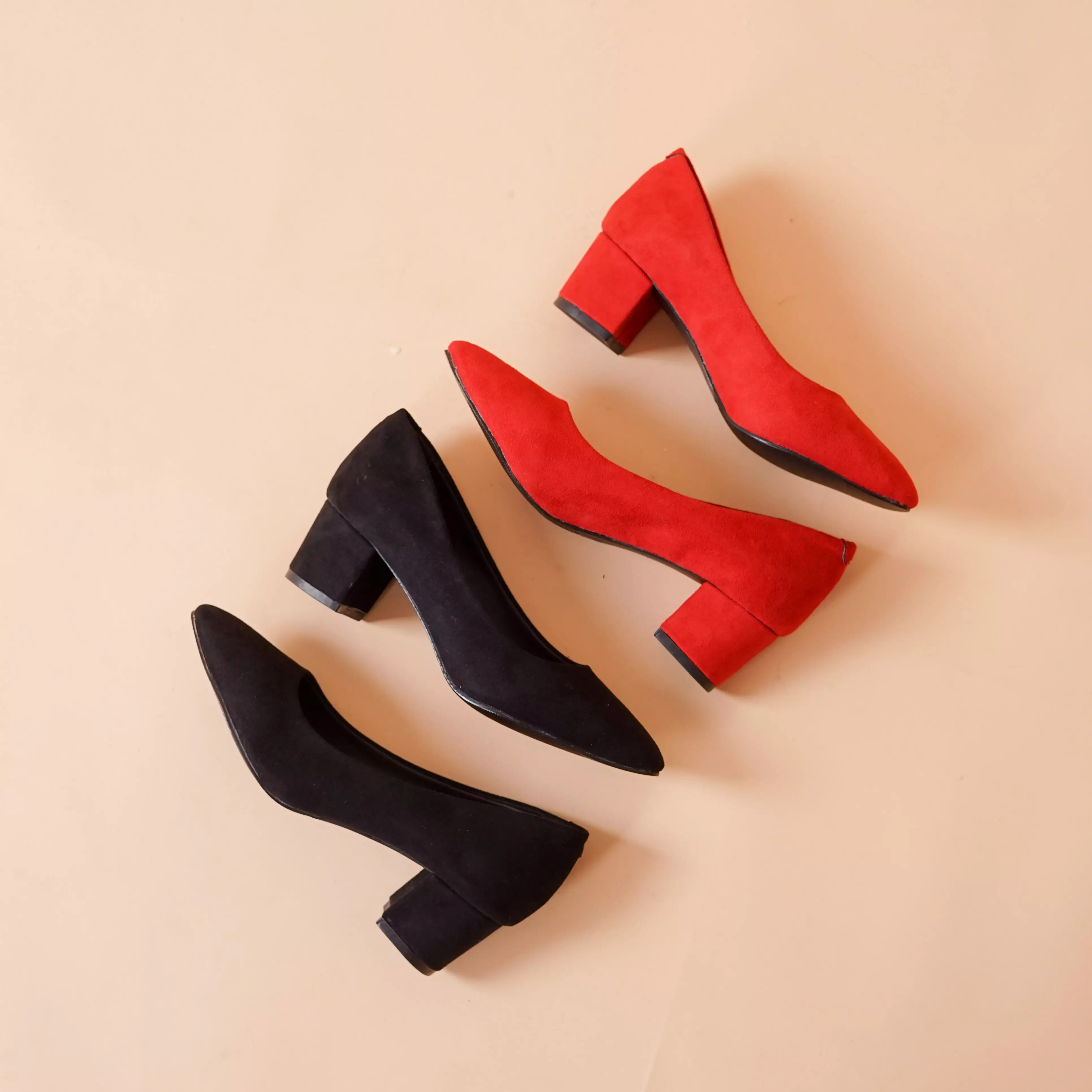 Blanche Pointed Toe Pumps Sepatu Block Heels Wanita