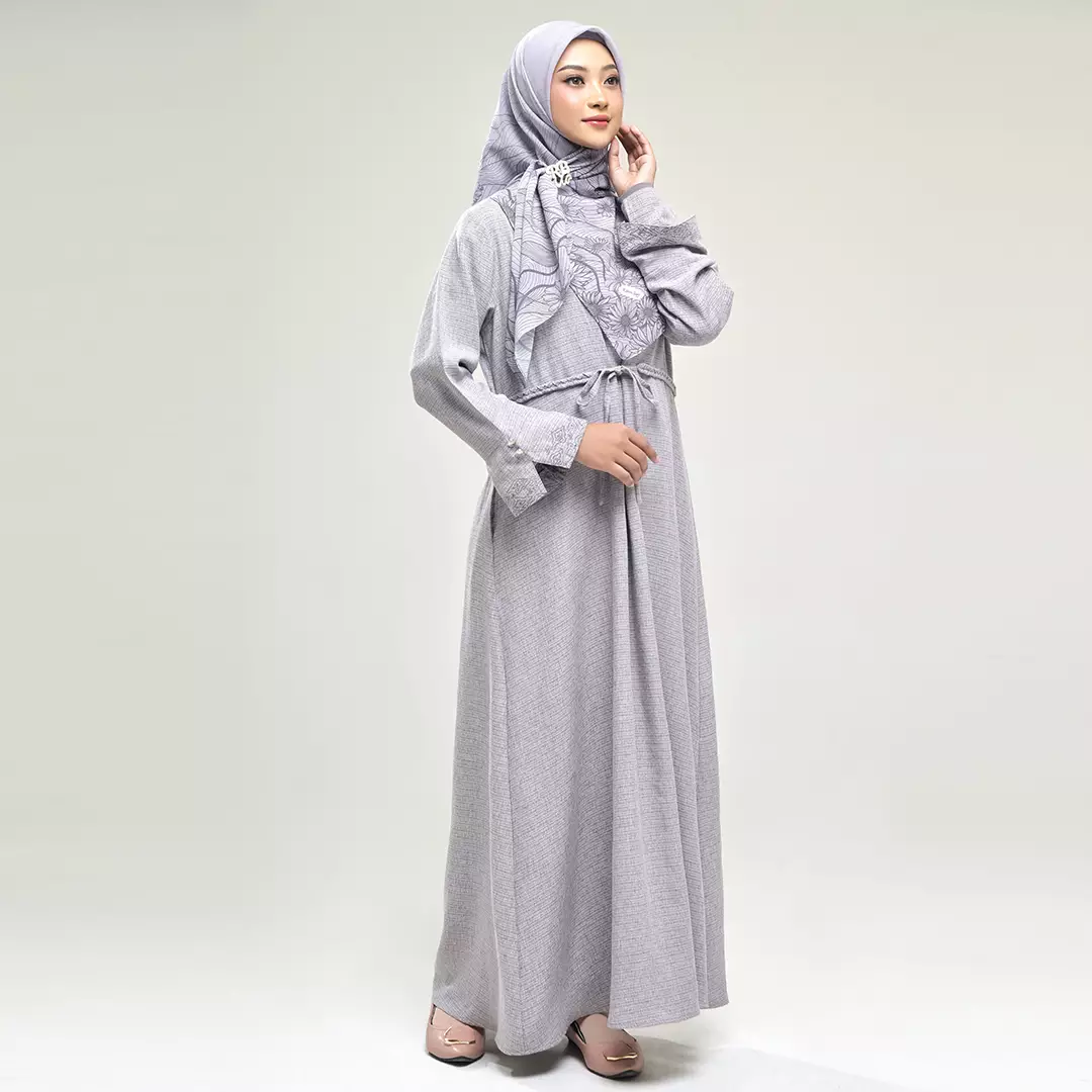 Rabbani - Dress Muslim Wanita Dewasa Lengan Panjang Sarang Couple Dresslim Asmalaya Ecxlusive - Grey