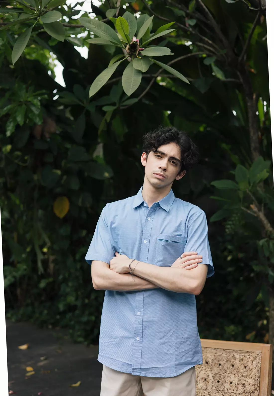 RBJ Kemeja Salur Printing Biru Regular Fit Pria