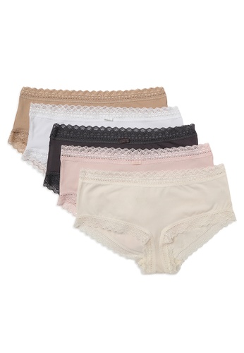 MARKS & SPENCER pink M&S 5 Pack Solid Microfiber & Lace Low Rise Shorts Knickers 718FBUS9701205GS_1