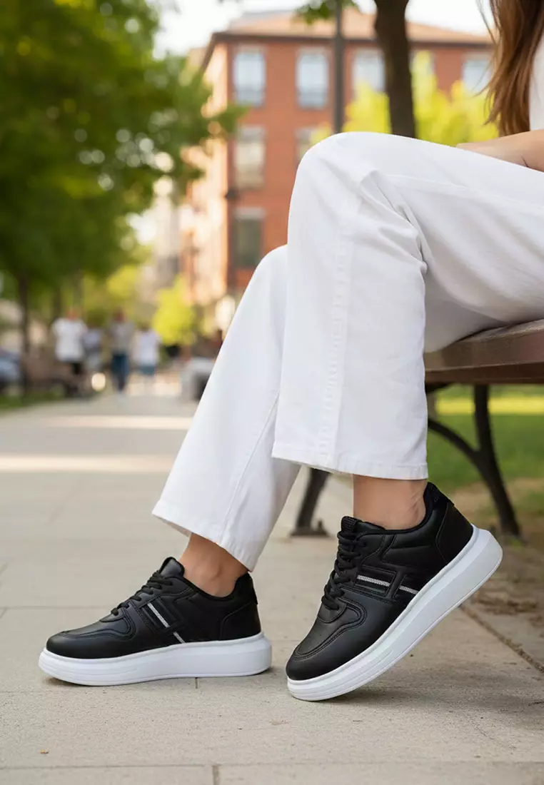 shoes women's black sneakers trendy