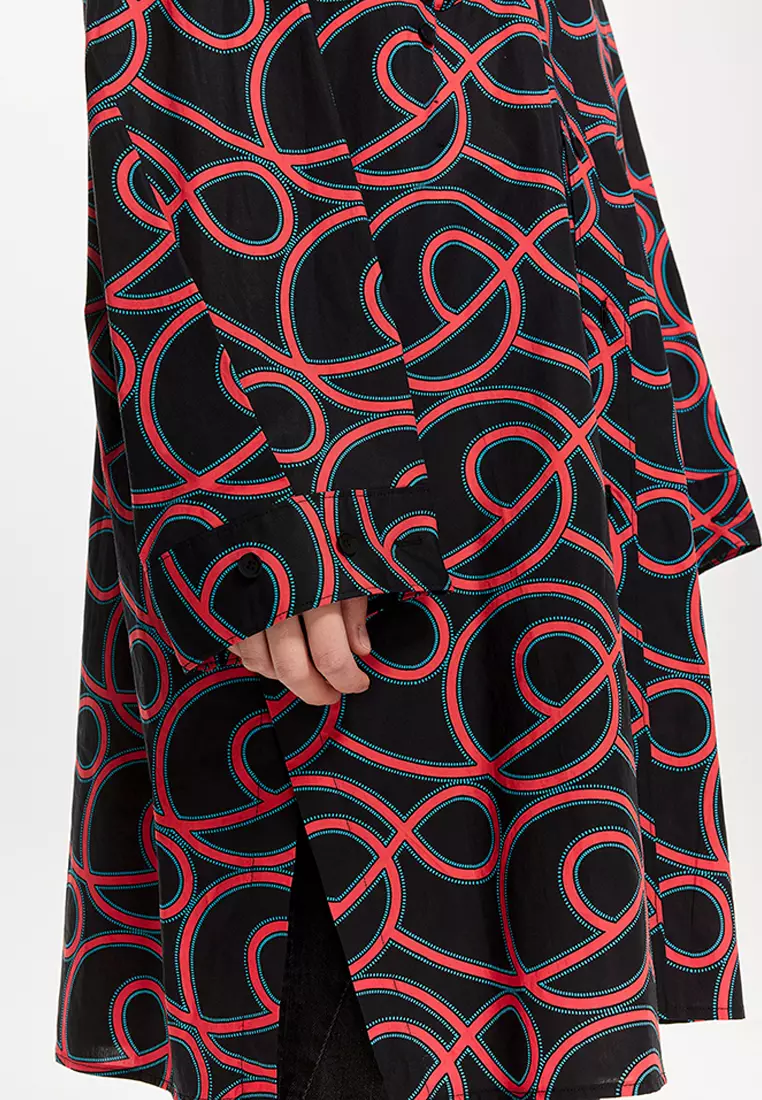 H型寬鬆日常休閒長袖連衣裙