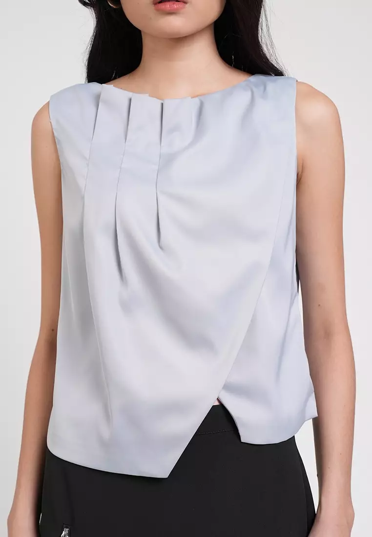 Athena Satin Draped Sleeveless Top