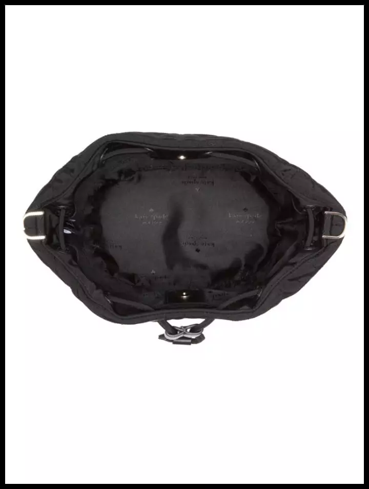 KK076 Kate Spade Flower Quilted Nylon Mini Bucket Bag Black
