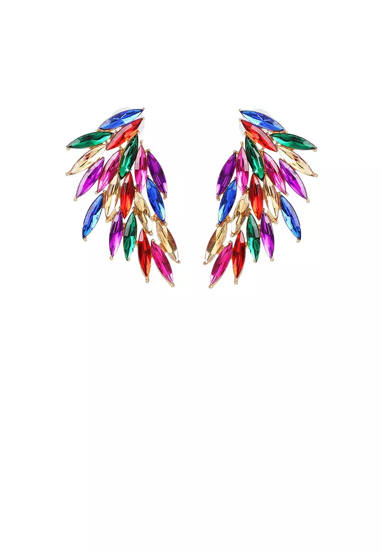 Rainbow feather earrings discount