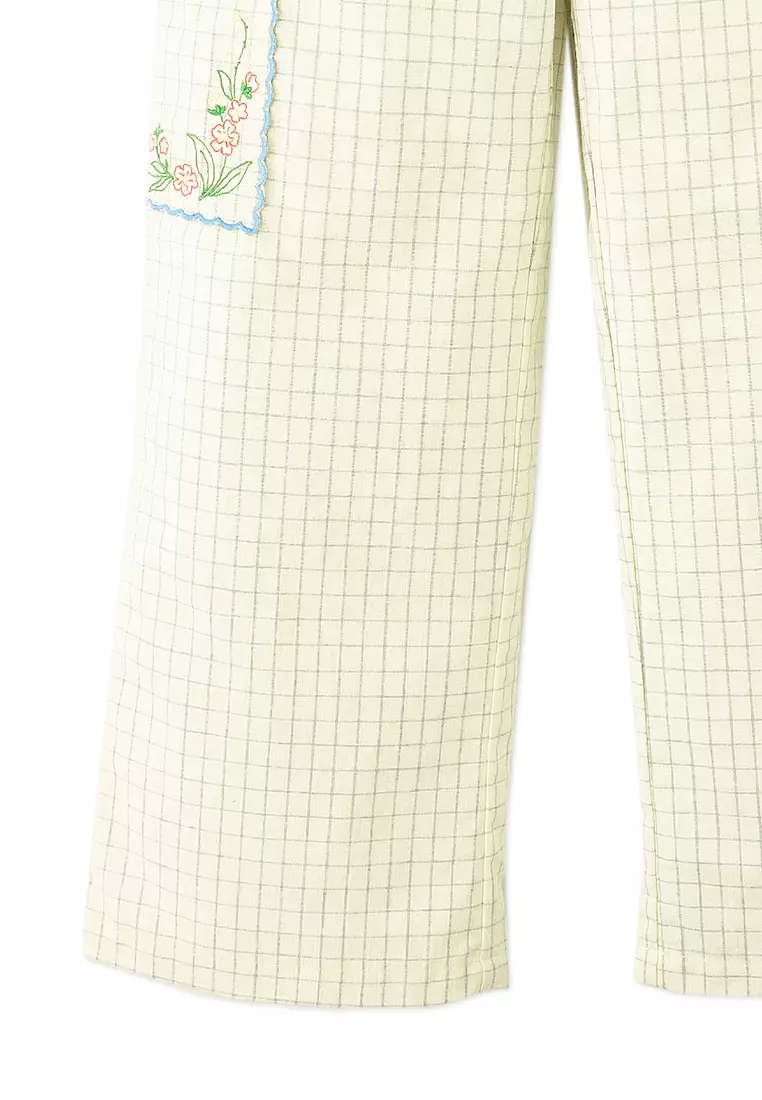 Ariana Cargo Pants with Embroidered Pockets and Paperbag Waist