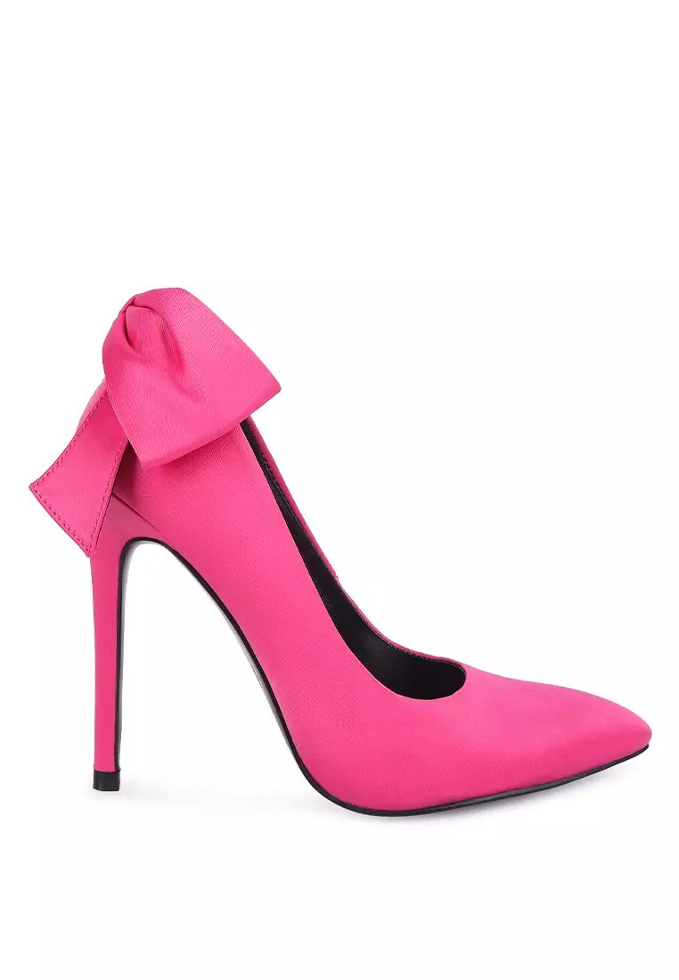 Discount on London Rag  shoes - SKU: Fuchsia High Heeled Satin Pump Sandals