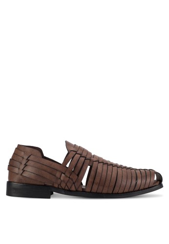 Woven Faux Leather Sandals