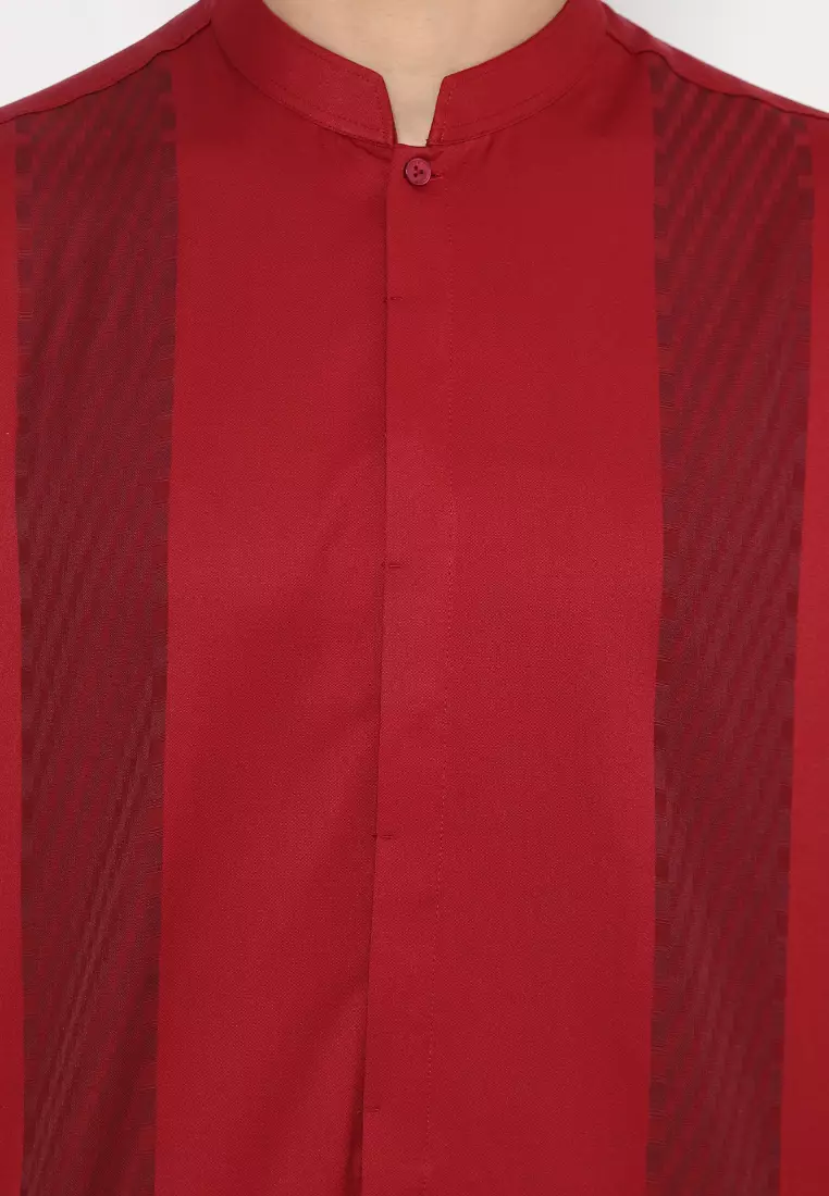 Jobb Aljazair Koko Pria Lengan Panjang Regular Fit Maroon