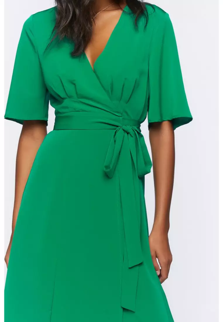 Forever 21 green wrap dress cheap