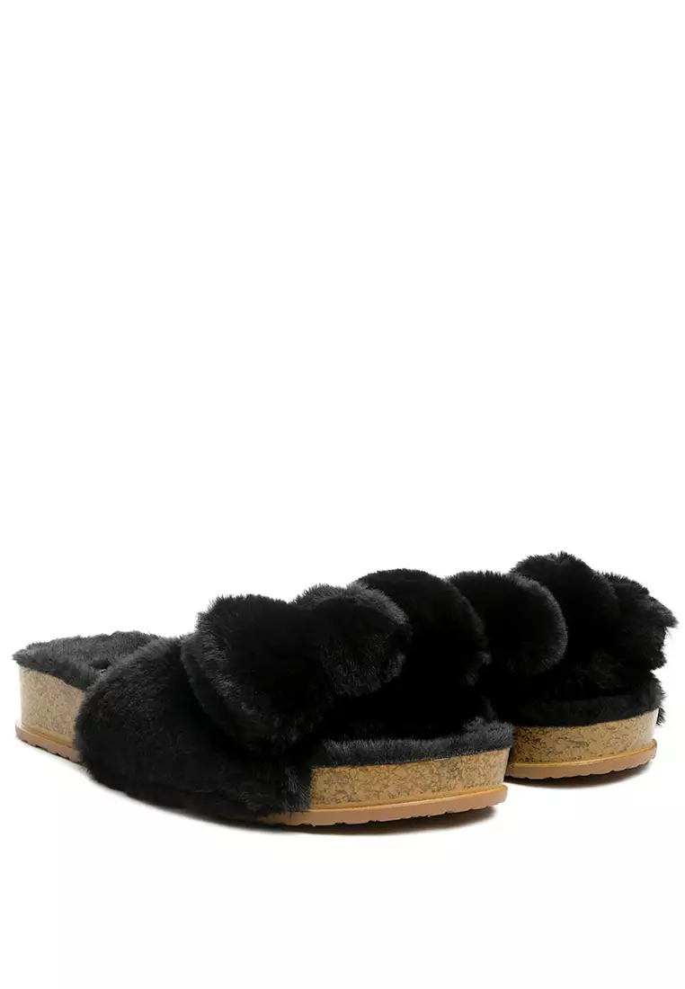 Fur flats hot sale