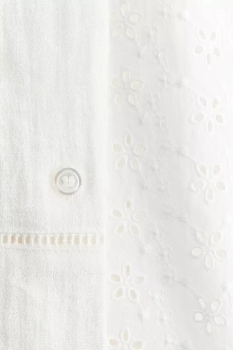 Short-sleeved broderie anglaise shirt