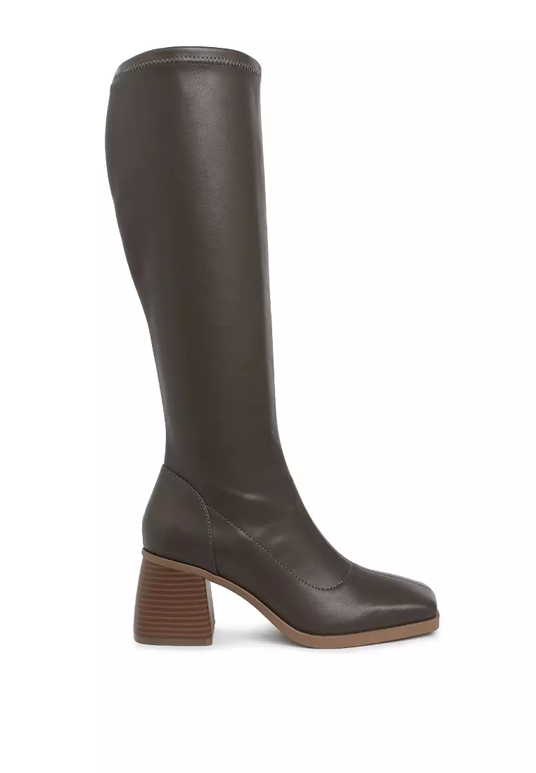 Discount on London Rag  shoes - SKU: Faux Leather Block Heel Boots in Brown
