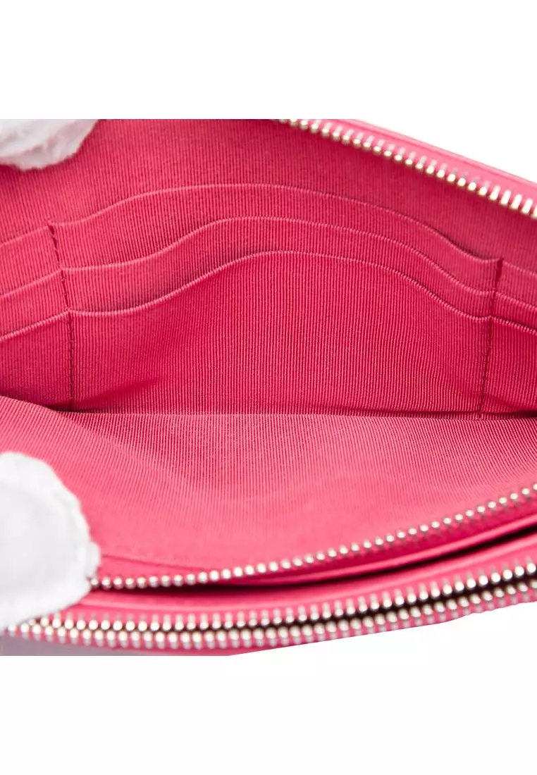 Pre-Loved Chanel Cc Quilted Lambskin Double Zip Clutch On Chain