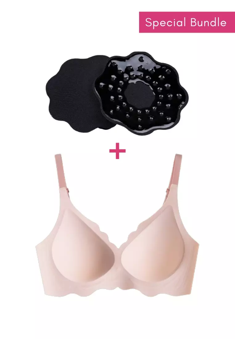 Kiss & Tell Special Bundle Premium Melanie Seamless Wireless Padded Support  Bra and Nipple Cover Pads Flower in Black 2024, Buy Kiss & Tell Online