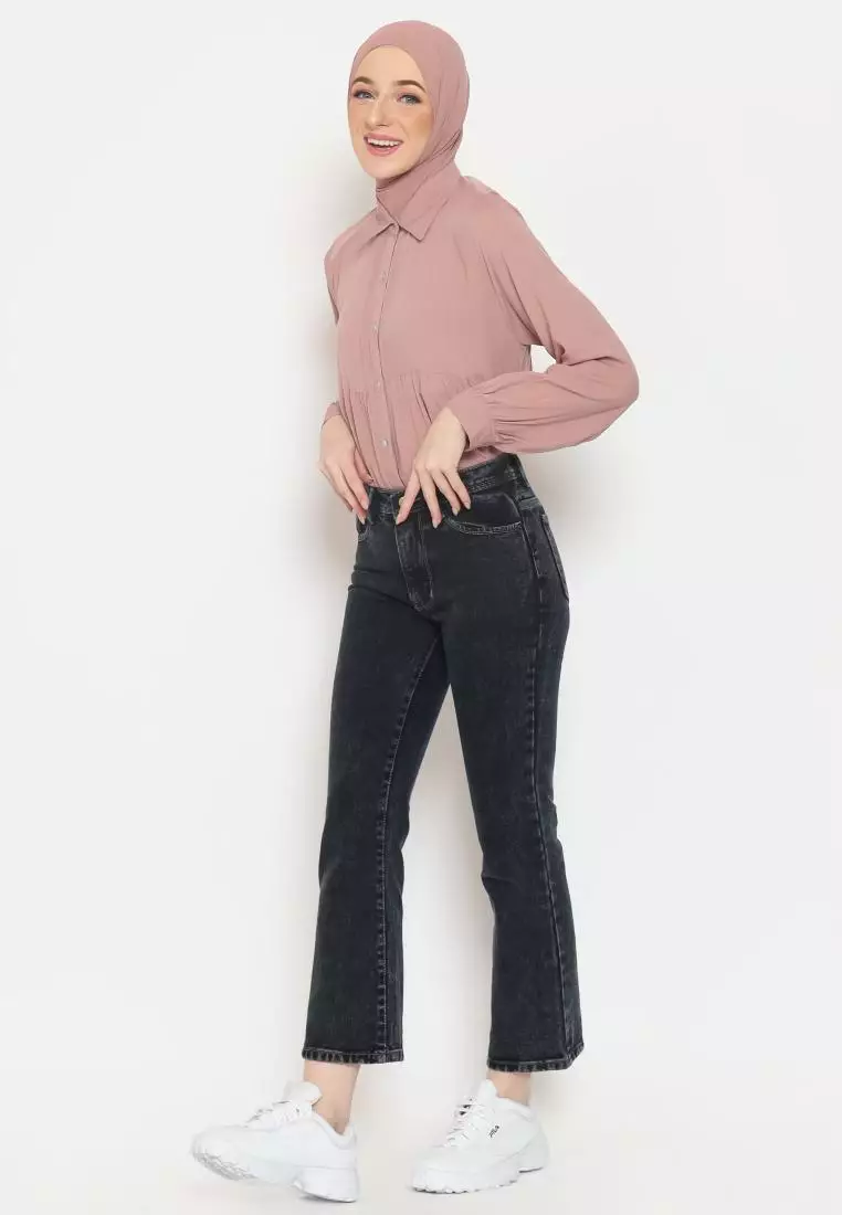 Fitwear Studio - Cutbray Jeans Sabina Basic SNOW - BLACK SNOW