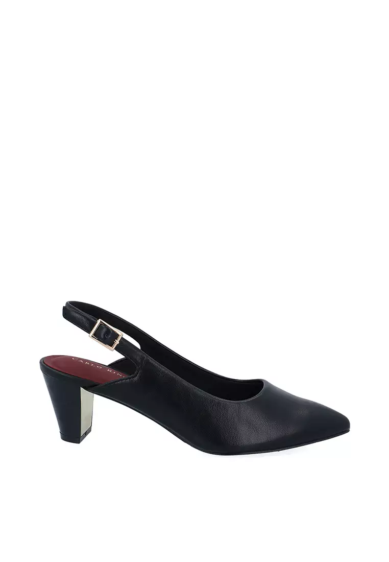 Carlo Rino Black Reina Slingback Heeled Pumps