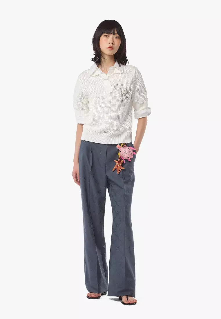Mesh Knit Cropped Polo