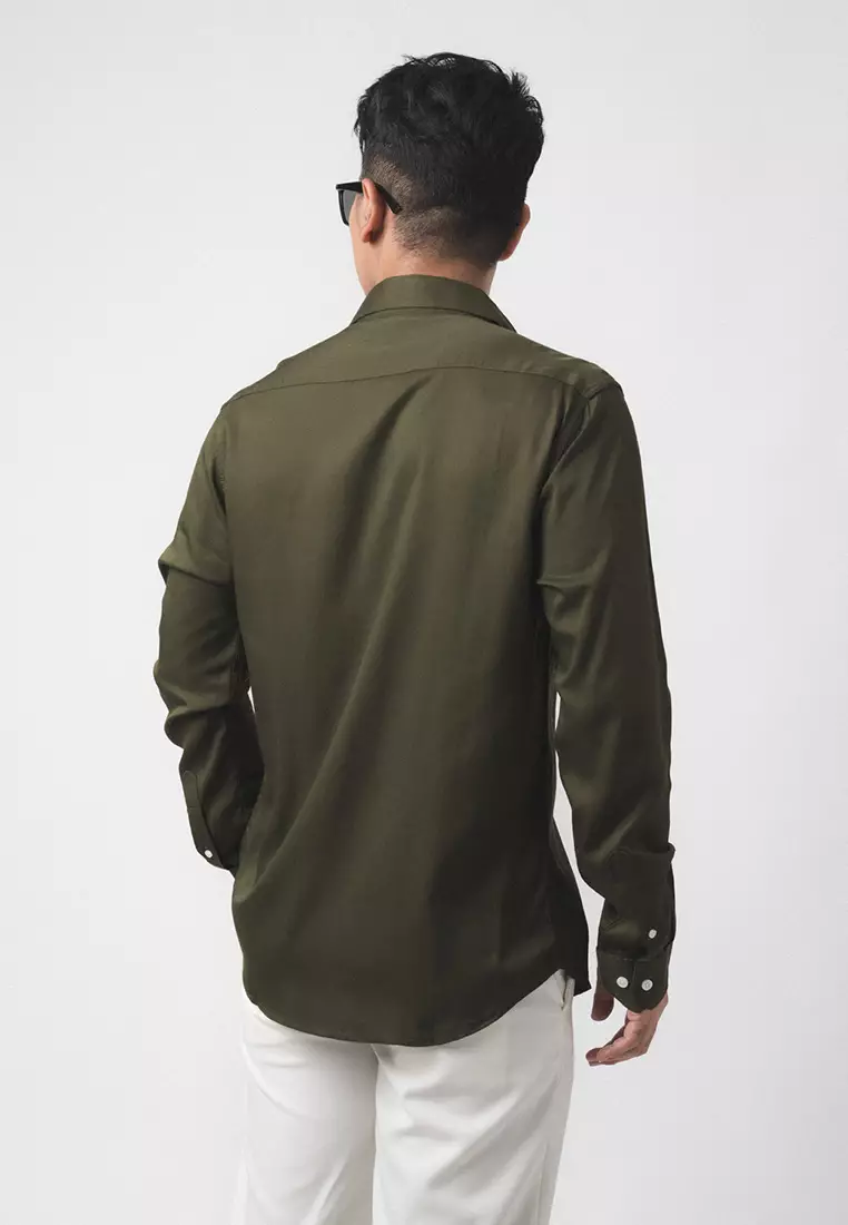 Viscose Dark Green Casual Shirt