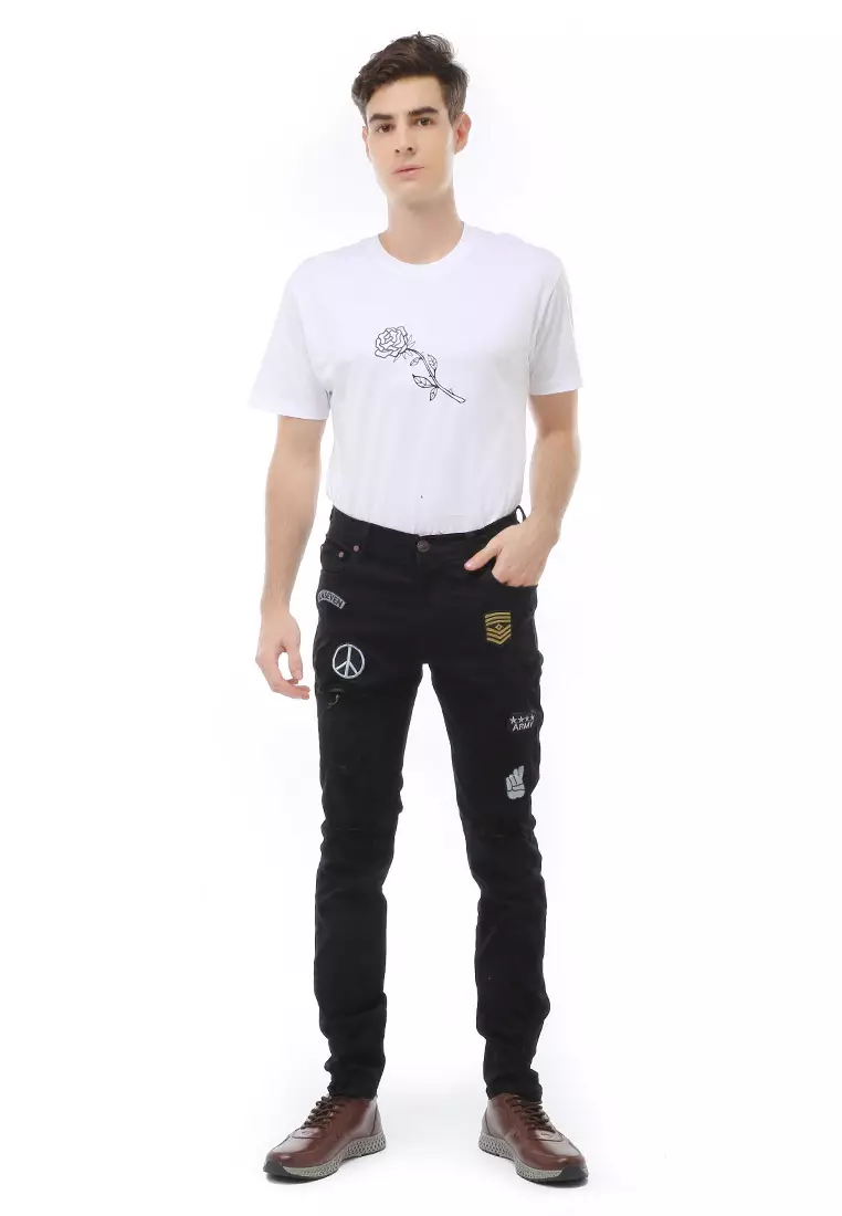 Locko Long Pants Celana Panjang Pria Ripped Jeans Material Denim ORIGINAL - Black