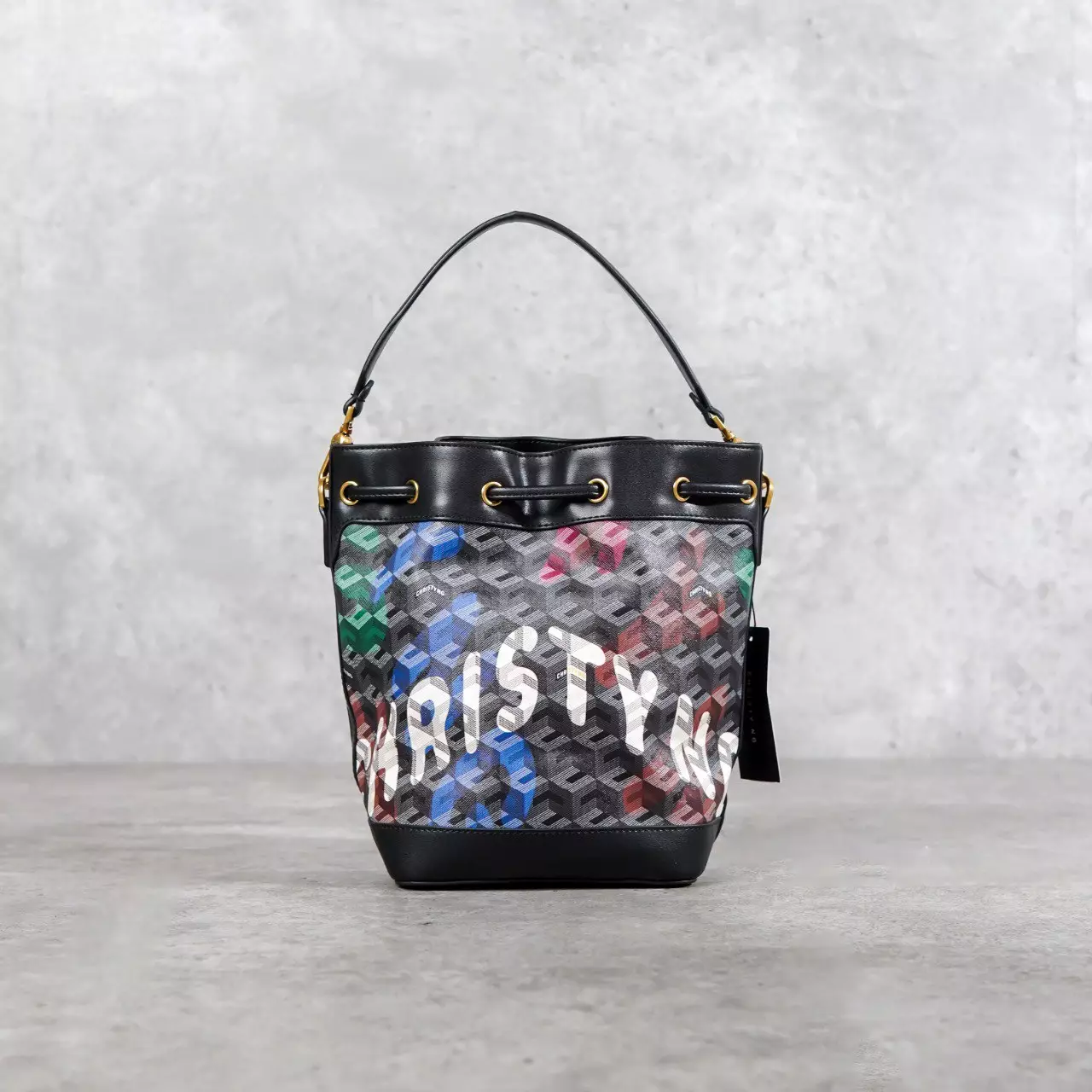 Tas CHRISTY NG GIORGIO MONOGRAM PATTERN MULTICOLOR BUCKET BAG 100% ORIGINAL