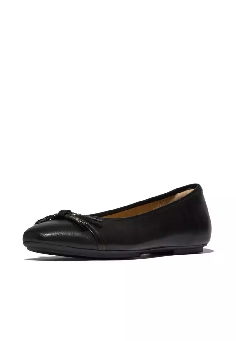 Delicato Glitz-Bow Leather Ballet Flats