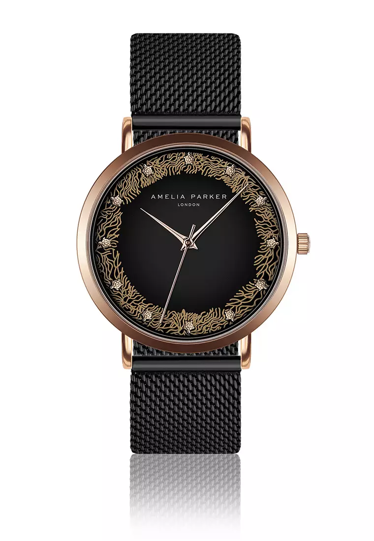 Buy Amelia Parker Amelia Parker Coral Black Mesh women watch 2025 Online ZALORA Philippines